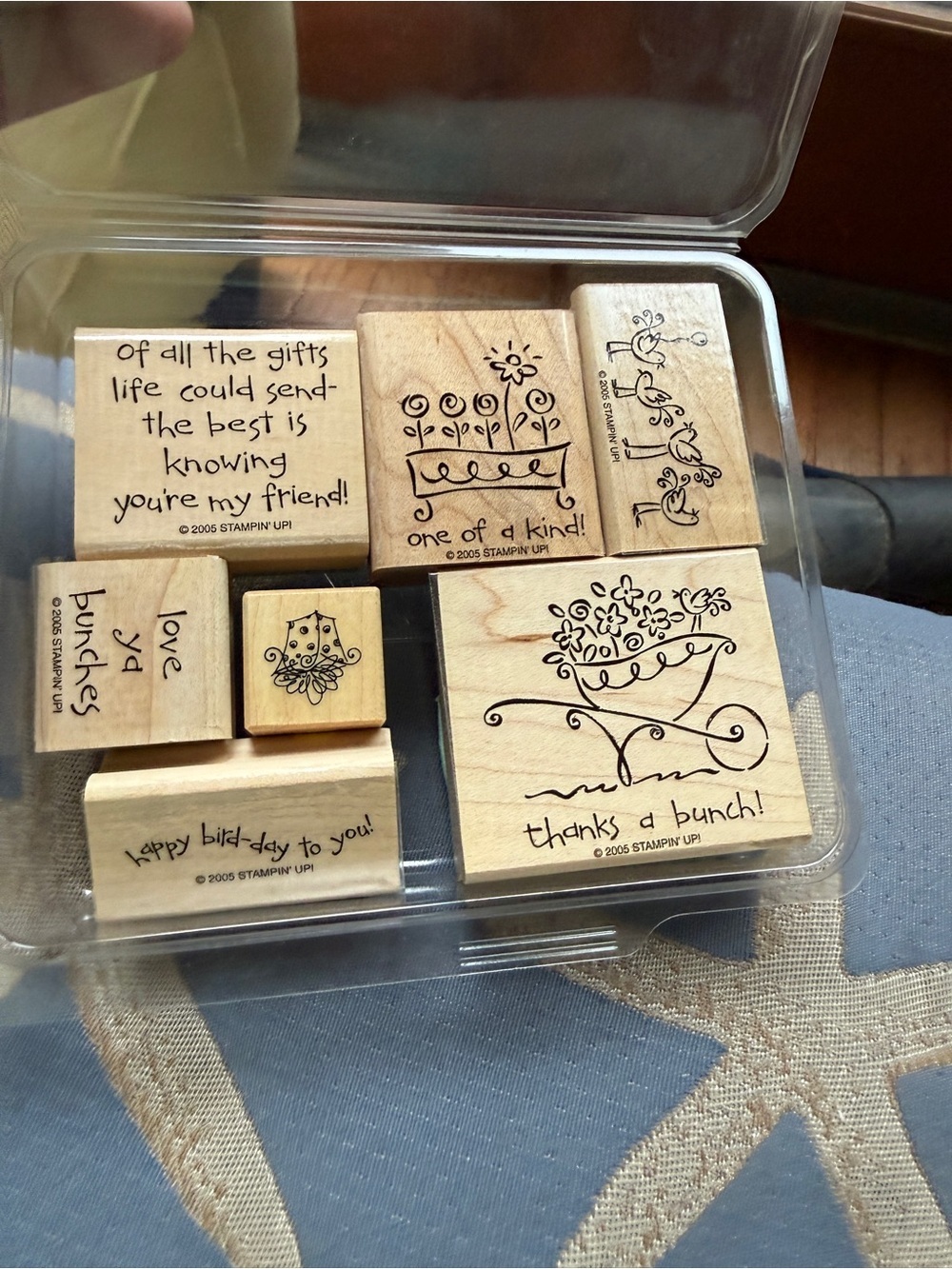 Stampin' Up! Wood Rubber Stamp Set - Floral & Sentiments - Love Ya Bunches